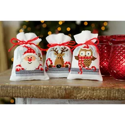 Vervaco Christmas Buddies Bags (Set of 3) Cross Stitch Kit