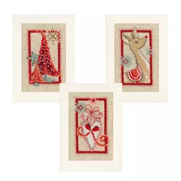 Vervaco Deer and Christmas Trees (Set of 3) Christmas Card Making Cross Stitch Kit