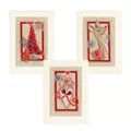 Image of Vervaco Deer and Christmas Trees (Set of 3) Christmas Card Making Cross Stitch Kit