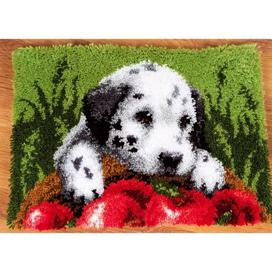 Image 1 of Vervaco Dalmatian with Apples Rug Latch Hook Rug Kit