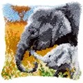 Image of Vervaco Baby Elephant and Mother Latch Hook Cushion Kit