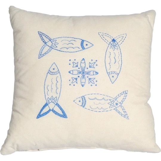 Image 1 of Anette Eriksson Blue Fish Premium Cushion Kit Embroidery