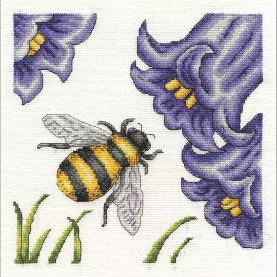 Image 1 of DMC Bee and Bluebells Cross Stitch Kit