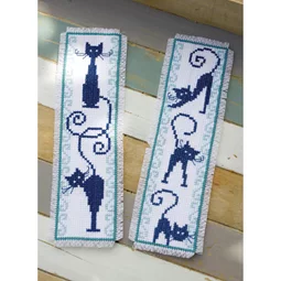 Vervaco Cheerful Cats Bookmarks - Set 2 Cross Stitch Kit