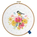 Image of Vervaco Bird and Flowers Hoop Cross Stitch Kit