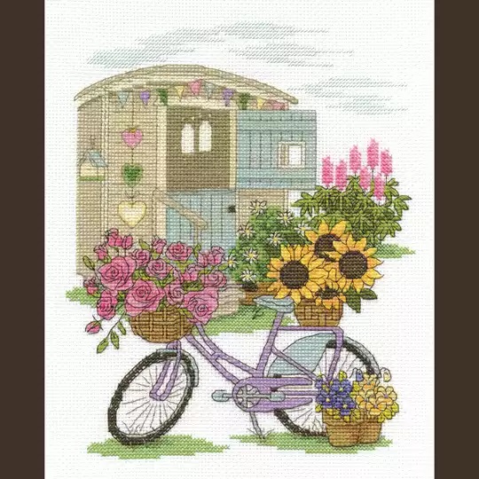 Image 1 of DMC Flowery Bicycle Cross Stitch Kit