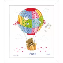 Vervaco Hot Air Balloon Birth Record Birth Sampler Cross Stitch Kit