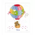 Image of Vervaco Hot Air Balloon Birth Record Birth Sampler Cross Stitch Kit