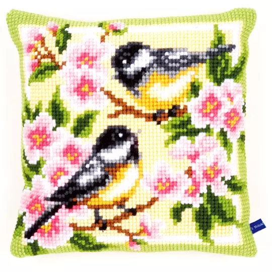 Image 1 of Vervaco Birds and Blossoms Cushion Cross Stitch Kit