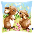 Image of Vervaco Little Rabbits Cushion Cross Stitch Kit