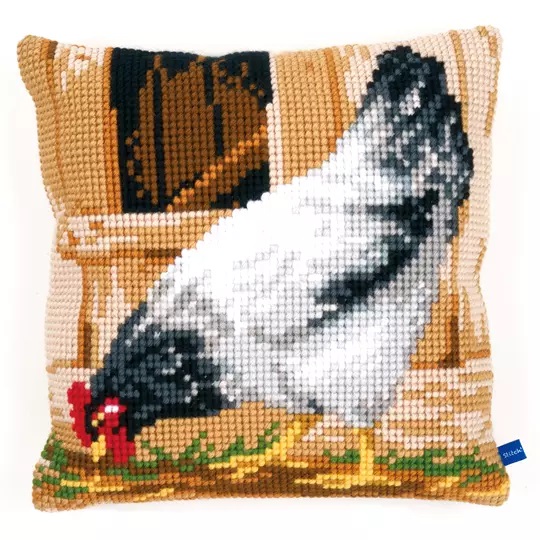 Image 1 of Vervaco Grey Hen Cushion Cross Stitch Kit