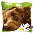 Image of Vervaco Chocolate Labrador Cushion Cross Stitch Kit