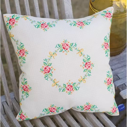 Image 1 of Vervaco Garland and Roses Cushion Cross Stitch Kit