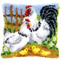 Image of Vervaco Chicken Family Latch Hook Cushion Kit