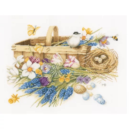 Image 1 of Lanarte Spring Flowers - Aida Cross Stitch Kit