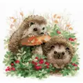 Image of RIOLIS Hedgehogs in Lingonberries Cross Stitch Kit