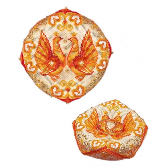 Image 1 of RIOLIS Wedding Ring Pillow Cross Stitch Kit