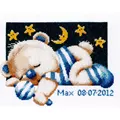 Image of Pako Sleepy Teddy - Boy Birth Sampler Cross Stitch Kit