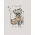 Image of Permin Blue Teddy Birth Sampler Birth Sampler Cross Stitch Kit