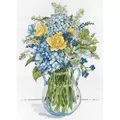 Image of Design Works Crafts Blue and Yellow Floral Cross Stitch Kit