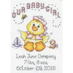 Design Works Crafts Girl Chick Birth Sampler Cross Stitch Kit