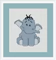 Image of Luca-S Blue Elephant Mini Cross Stitch Kit