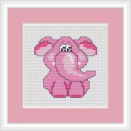 Luca-S Pink Elephant Mini Kit Cross Stitch