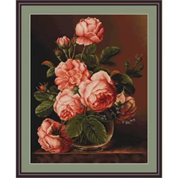 Luca-S Vase of Roses Cross Stitch Kit