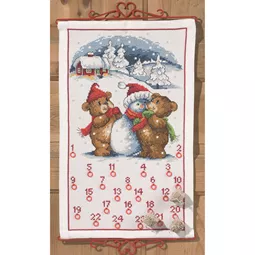 Permin Teddy and Snowman Advent Christmas Cross Stitch Kit
