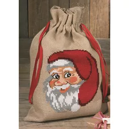 Permin Santa Claus Gift Bag Christmas Cross Stitch Kit