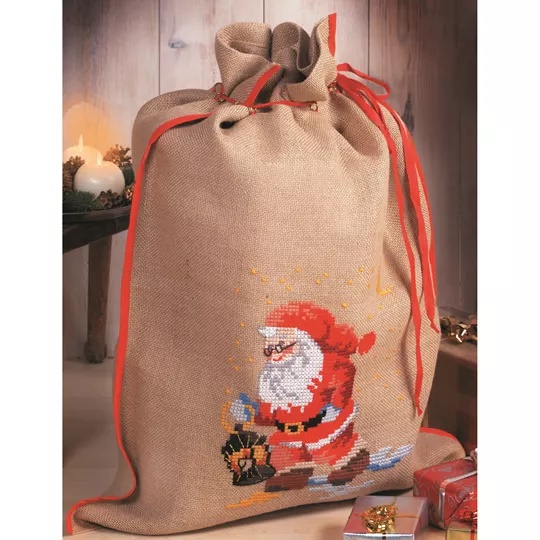 Image 1 of Permin Father Christmas Present Sack Cross Stitch Kit
