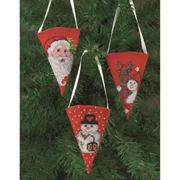 Permin Snowman and Santa Tree Pockets Christmas Cross Stitch Kit