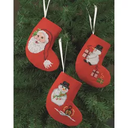 Permin Snowman and Santa Tree Stockings Christmas Cross Stitch Kit