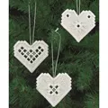 Image of Permin White Heart Tree Decorations Embroidery Kit