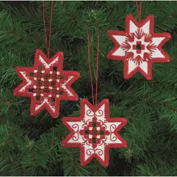Permin Red Star Tree Decorations Embroidery Kit
