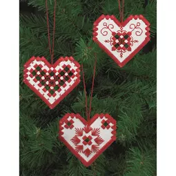 Permin Red Heart Tree Decorations Embroidery Kit