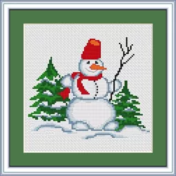 Luca-S Snowman with Twig Christmas Cross Stitch Kit