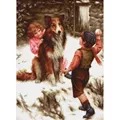 Image of Luca-S Snowball Fight Christmas Cross Stitch Kit