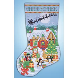 Design Works Crafts Penguin Party Stocking Christmas Cross Stitch Kit