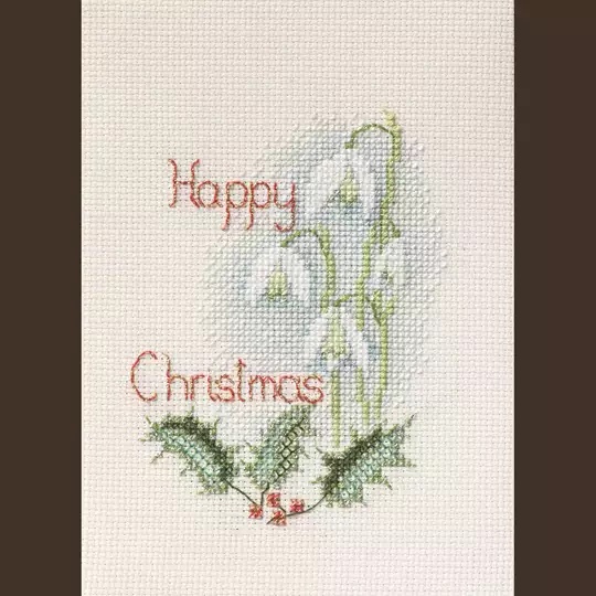 Image 1 of Derwentwater Designs Snowdrops Card Christmas Cross Stitch Kit