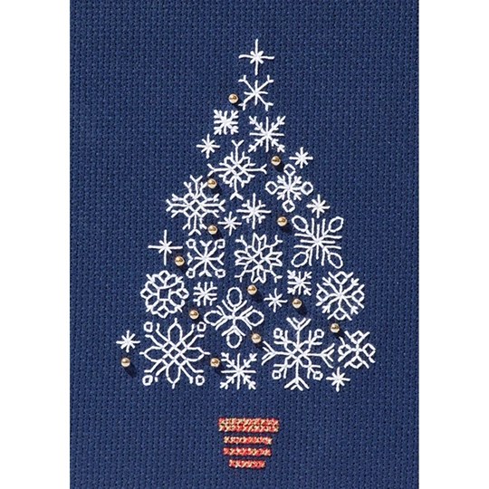 Image 1 of Derwentwater Designs Snowflake Tree Christmas Card Making Christmas Cross Stitch Kit