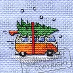 Image 1 of Mouseloft Collecting the Tree Christmas Card Making Christmas Cross Stitch Kit
