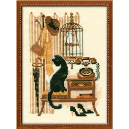 RIOLIS Cat with Telephone Cross Stitch Kit