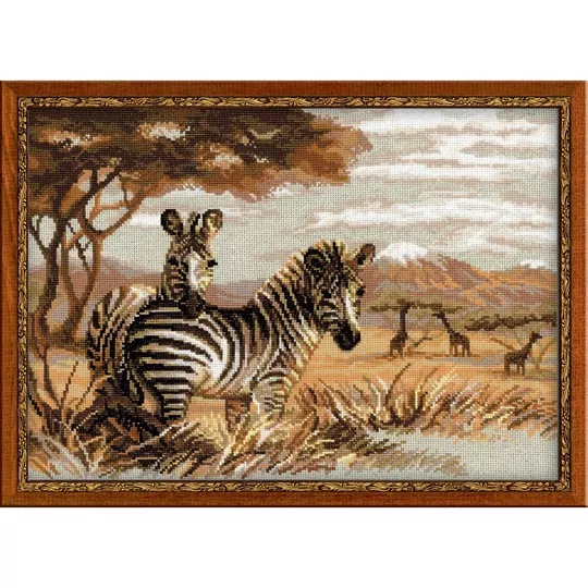 Image 1 of RIOLIS Zebras in the Savannah Cross Stitch Kit