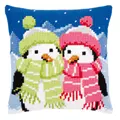 Image of Vervaco Penguins in Scarves Cushion Christmas Cross Stitch Kit