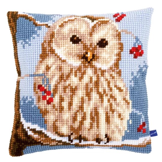 Image 1 of Vervaco Winter Owl Cushion Christmas Cross Stitch Kit
