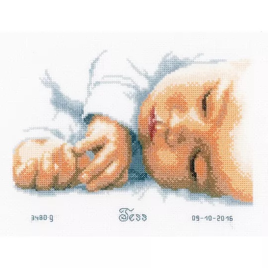 Image 1 of Vervaco Newborn Birth Record Cross Stitch Kit