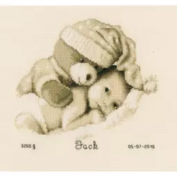 Vervaco Teddy and Baby Birth Record Birth Sampler Cross Stitch Kit