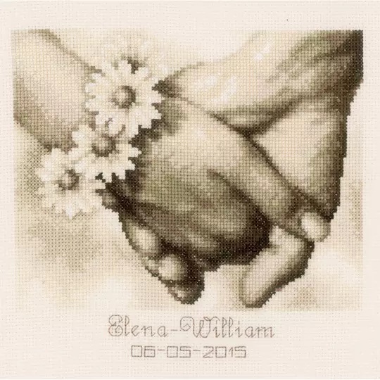 Image 1 of Vervaco Just Married Wedding Record Cross Stitch Kit
