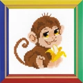 Image of RIOLIS Happy Bee Monkey Cross Stitch Kit